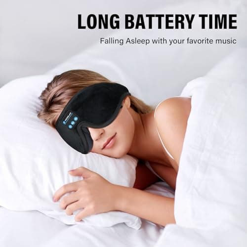 Morelax Bluetooth Sleep Mask Headphones, Blackout Wireless 3D Eye Mask with Headphones, 12H Sleeping Headband, HD Stereo Sleep Earphones, Adjustable for Travel,Nap,Yoga,Meditation,Insomnia Gift(Black) — view 6