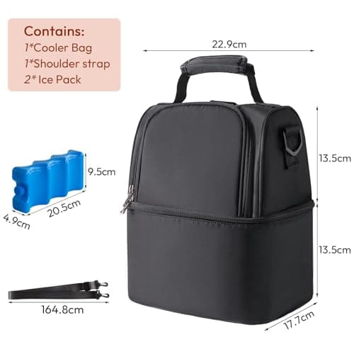 NCVI Breastmilk Cooler Bag with 2 Ice Pack, Breast Pump Bag with Cooler Fits 6 Bottles, Double Layer Breast Milk Baby Bottle Bag, for Travel, Nursing Mom Daycare, Work, Picnic (Black) — view 6
