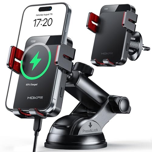 MOKPR Car Phone Holder Wireless Charger, 15W Wireless Car Charger