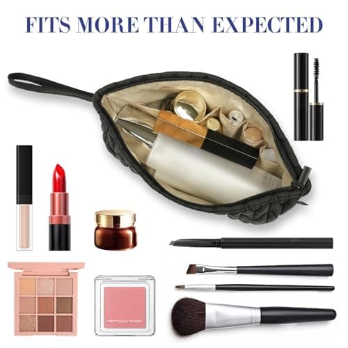 Gloppie Small Makeup Bag for Handbag, Cosmetic Make Up Pouch Travel, Black — view 4