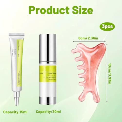 3PCS Retinal Shot Tightening Booster Set, 1 Retinol Skin Booster Serum 30ml, 1 Retinol Eye Creams 15ml and 1 Gua Sha Tools, For Travel And Daily Home Care, For All Skin Types — view 2