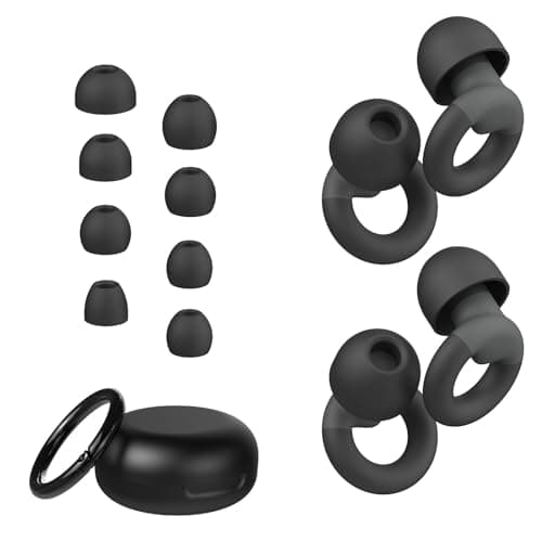 JUSTRVN Ear Plugs for Sleeping, 2 Pairs of Reusable Earplugs for Noise Reduction 25dB-30dB with 8 Ear Tips, Soft Hearing Protection EarPlugs for Concert,Noise Sensitivity, Study & Work