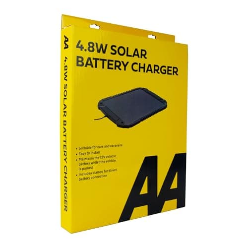 AA 12 V Car Solar Battery Trickle Charger, AA1432 - for Vehicles and Caravans - Battery Connectors Included, Solar 4.8W, Black — view 2