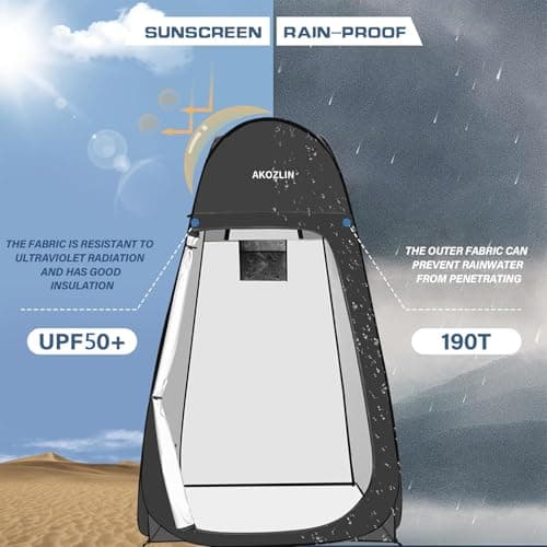 AKOZLIN Pop Up Shower Tent Instant Privacy Dressing Changing Tent Outdoor Camping Shower Toilet with Window & Carry Bag for Portable Toilet & Bathroom Silver Coated UV Protection, 39"Lx39"Wx74"H — view 6