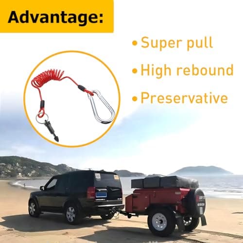 Osilly 6FT Trailer Breakaway Cable, Stainless Steel Spring Towing Brake Away Coiled Wire Strap with Pin, Automotive Brake Safety Wire Accessories, Universal for RV Trailer Camper Emergency — view 4