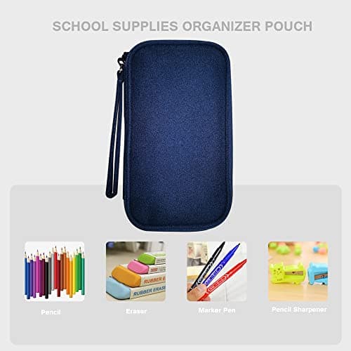 DUMEALAGR Electronics Organizer Bag Pouch Cable Charger Case Travel Shockproof Cord Carrying Case for Earphone Powerbank USB Hard Drive SD Card (Navy) — view 6