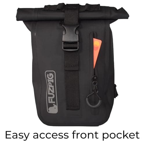 Fuzpig Waterproof Thigh Bag & Drop Leg Pouch – IPX6 Roll-Top Dry Bag with Quick-Access Side Pocket for Motorcycling, Horse Riding, Hiking & Dog Walking (Black) — view 4