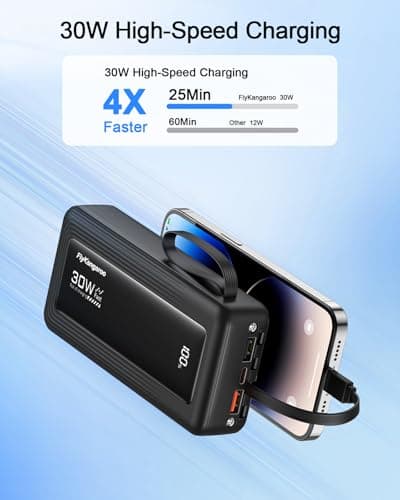 27000mAh Power Bank, 30W Fast Charging Portable Charger（Black） — view 2