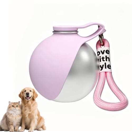 LMFERVER Portable Dog Water Bottle, Leak Proof Pet Water Dispenser, 285ml Reusable Travel Water Bowl with Lanyard For Walking, Hiking & Travel (Pink)