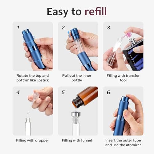 Toureal Travel Perfume Atomiser Refillable, 8ml Atomiser Spray Bottle,Blue — view 4