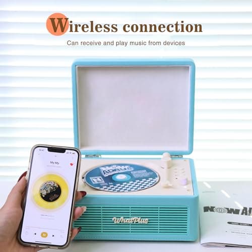 WhatPlus Portable CD Player with Bluetooth and Speakers, Light Blue — view 4