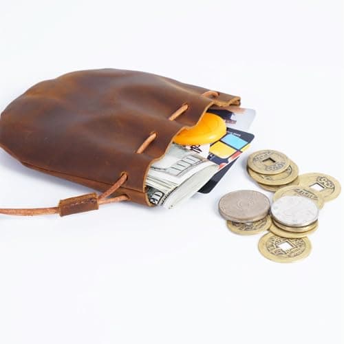 2 Pcs Medium Drawstring Cowhide Bag — view 6