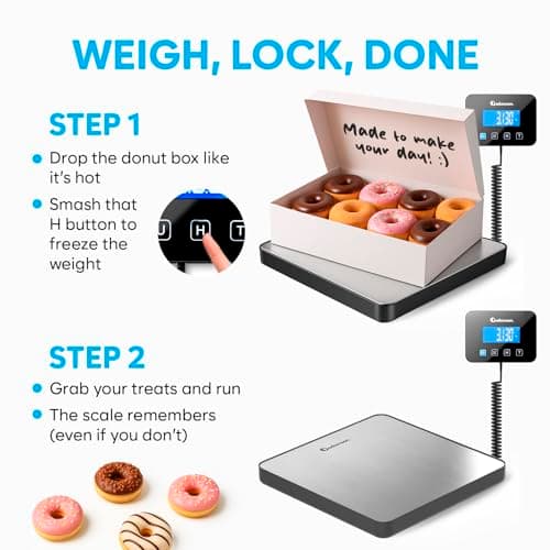 Parcel Scales - 440 lbs/0.35oz - Heavy-Duty & High Accurate Digital Postal Scale with Hold/Tare Function - Perfect for Packages, Luggage, Industrial Use - Battery & Cable Included — view 5