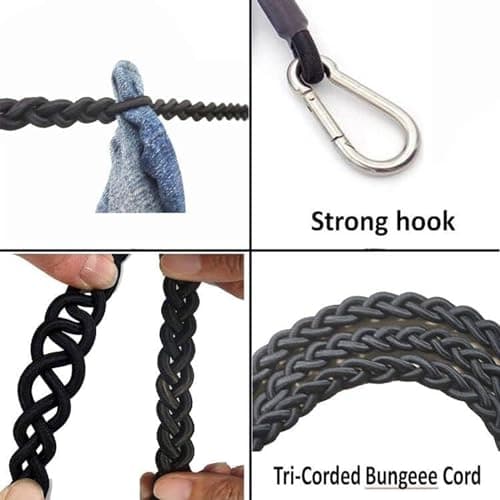 Retractable Portable Clothesline for Travel, Tri-Braided Line with Strong Suction Cups and Metal Hooks, for Indoor and Outdoor Laundry Drying, Camping Accessories — view 3