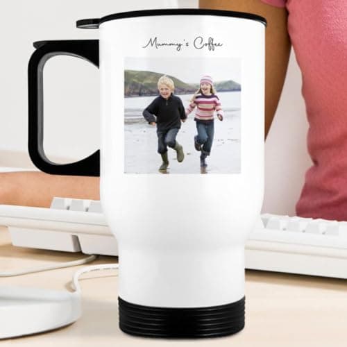 EKAM Personalised Travel Mug Any Photo Image Text Logo Cup - 14oz Stainless Steel Insulated Travel Tea/Coffee Mug - Customised Gift for Valentine’s Day, Birthday, Christmas Day for Mom, Dad, Kids — view 3