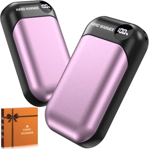 Hand Warmers, 2 Pack Magnetic Electric Handwarmer, 6000mAh USB Hand Warmers Rechargeable, 4 Heat Settings, LED Digital Display, Suitable for Outdoor Indoor - Hunt, Camp, Golf or Gift Giving, Purple
