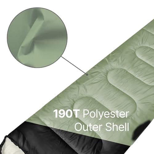 azark Premium Lightweight Sleeping Bag for Adults & Kids, 400 GSM, 4 Season Waterproof Sleeping Bag, Comfortable & Portable, Machine Washable, Camping & Hiking Essential (Black/Green) — view 4