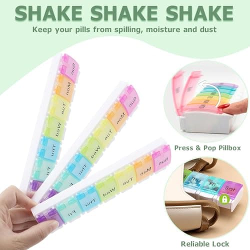 Portable Weekly Pill Box Organiser Push Button Pop Open Lids — view 3