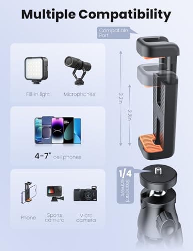 Pnitri Tabletop Tripod for Travel, Flexible Phone Stand for Video Recording — view 2