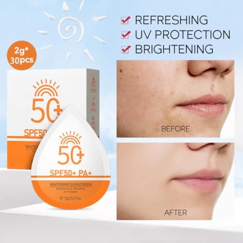 Mini Sunshade 30 Pack UPF 50+ Mini Sunshade Travel Size for Face and Body Sun Protection Packages Party Favors Large Sunscreen Waterproof and Non Greasy Perfect as — view 5