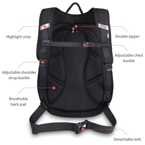 mjmoto Motorcycle Backpack Waterproof Carbon Fiber Rider Backpack Hard Shell Reflective Motorcycle Travel Bag, blackone, M, Cycling, Hiking, Camping, Climbing, Travel, Fishing — view 3
