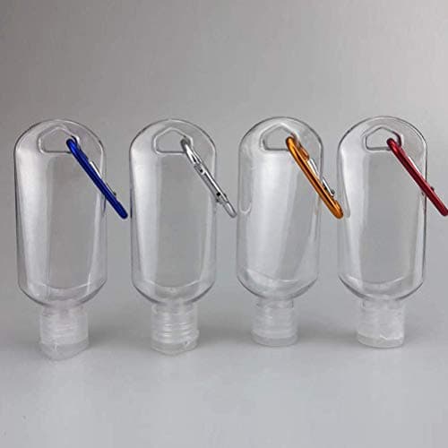 VerteLife 5PCS 50ml Refillable Travel Bottle with Keychain Clip, Flip Cap Clear Plastic Empty Bottles Travel Hand Sanitizer Containers Squeeze Container for Cosmetic Toiletries Liquids (5 Colors) — view 5
