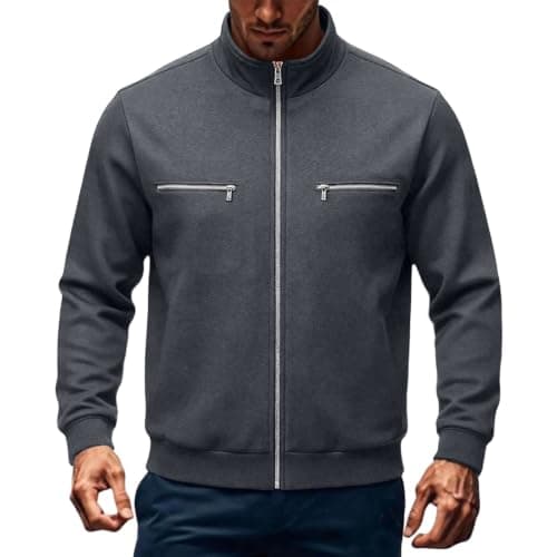Men's Fleece Lined Jacket Warm Thermal Full Zip Coat Winter Work Outerwear