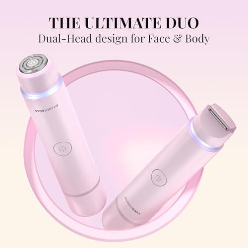 BarberBoss 2-in-1 Lady Shaver for Women, Bikini & Facial Hair Remover Kit, Dual-Head Face & Body Trimmer with Precision Light, Rechargeable Travel Trimmer Set, QR-8202, Pink — view 4