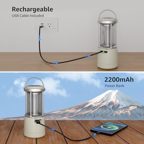 Lepro Camping Lantern, 2000lm Camping Light Rechargeable or AA Batteries — view 5
