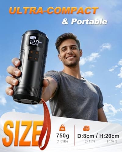 Rechargeable SUP Pump Cordless Paddle Board Pump, 12 PSI Smart Electric Air Pump with 7 Nozzles & Auto-Off, Portable Mini High Pressure Inflator for Kayak, Inflatable Boat, Tent, Pool Toys — view 3