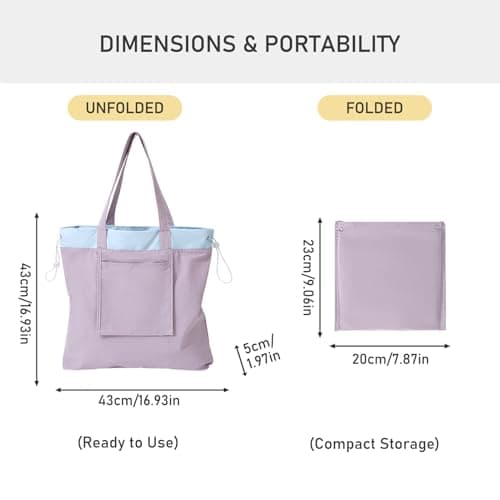 GODWOODS Tote Bag Aesthetic Canvas Handbags with Zipper for Women Travel Shoulder Bags Purses with compartments (A - Purple) — view 5