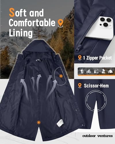 Outdoor Ventures Women's PU Waterproof Raincoat Long Hooded Rain Jacket — view 5