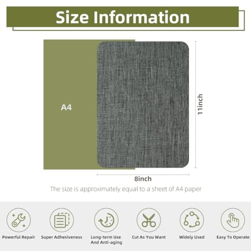 ZESION 2Pcs Self-Adhesive Linen Fabric Patches, Quick Repair for Sofas, Tents, Car Seats/8" x 11", Dark Grey — view 2