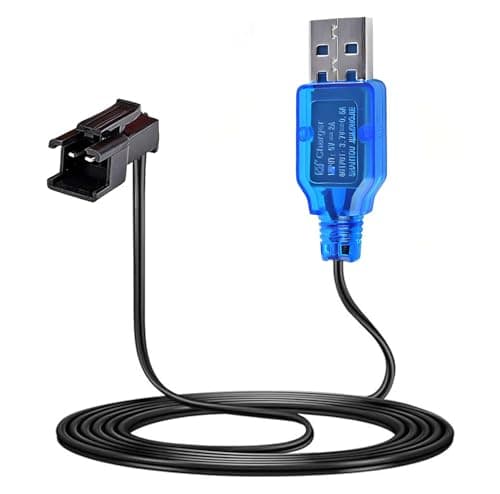 3.7V Lipo Battery Charger Cable, USB SM-2P Plug 0.5A Charging Cord, Universal Kids Electric Car Charger for RC Car, Drone, Boat, Tank, Bubble Gun and Various RC Toys
