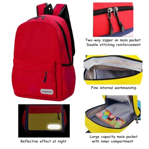 POWOFUN 15 inch Kids Elementary Backpack Lightweight Casual Travel — view 6