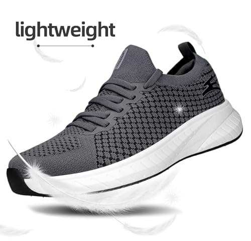 Puweco Womens Trainers Running Shoes Breathable Lightweight Non Slip Walking Shoes Casual Tennis Gym Jogging Shoes Dark Grey — view 3