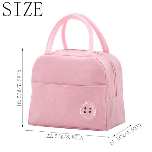 AYNKH Insulated Lunch Bag Container Tote Reusable Cooler Bags with Leak Proof Liner for Adults Kids Work School Picnic Travel (Pink) — view 2