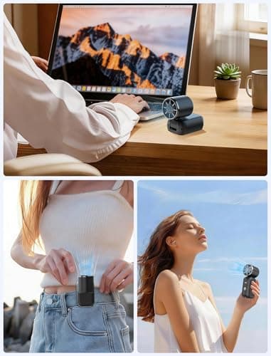 Wynvara Portable Handheld Fan, 3000mAh Rechargeable with 5 Speeds & Digital Display, 12 Hours Battery Life, USB Powered Foldable Mini Personal Hand Fan for Travel Holiday Essential. — view 6