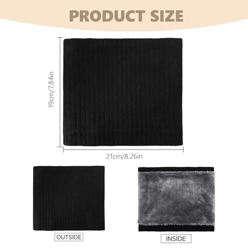 KASLCWA Winter Neck Warmer, Thick Knit Double-Layer Fleece Thermal Snoods, Windproof Dustproof Snood Circle Scarf Neck Gaiter for Cycling Skiing Motorcycle Outdoor for Men Women (Black) — view 2