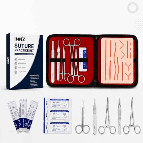 Suture Training Kit with Silicone Practice Pad – Complete Suturing Kit for Medical Students, Nursing Students, Veterinary Training & Surgical Skills Practice