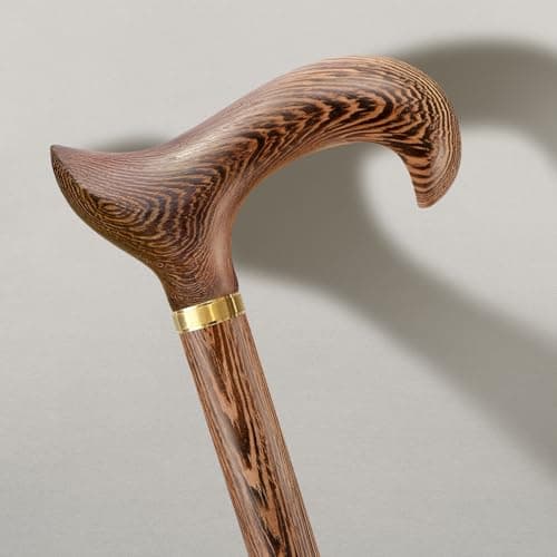 ispuoocti Wooden Walking Stick, Derby Ergonomic Natural Wood Cane, Handmade High Load Bearing Walking Sticks for Men Women Elderly Brown — view 2
