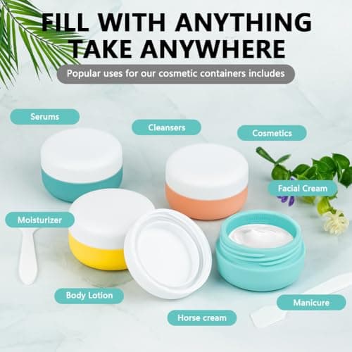 HOTUT Travel Containers for Toiletries, 4 Pcs Silicone Cream Jars with Clear Bag and Spatulas Tool, 30ml BPA Free Leak-proof Travel Essentials Accessories with Lid for Cosmetic Face Body Hand Cream — view 4