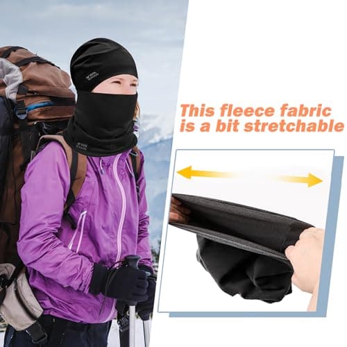 WK IEASON Winter Thermal Fleece Beanie Neck Warmer Set,Winter Running Hat and Thermal Snoods, Unisex Scarf and Fleece Beanie for Running Jogging Skiing Cycling Snowboarding Climbing Outdoor Sports — view 4