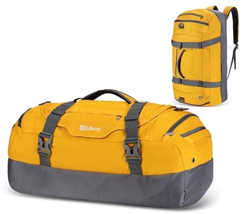 Ubon 55L Travel Duffel Backpack Waterproof 4-Way Holdall Gym Bag Yellow