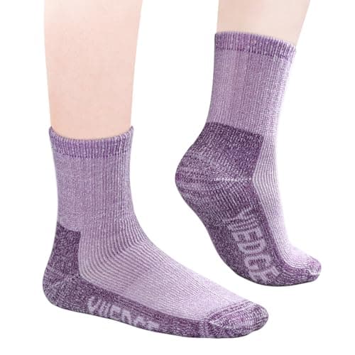 YUEDGE Women's Merino Wool Blend Hiking Socks, Cushioned Anti Blister Walking Socks, Cozy Thermal Warm Winter Boot Socks, Size 4-7, 5 Pairs — view 4