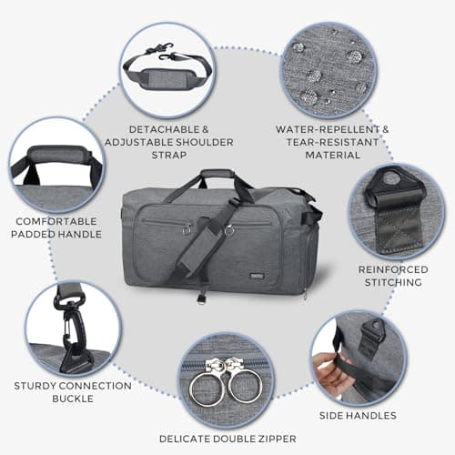 Fmeida 65L Foldable Travel Duffle Bag Waterproof Holdall Luggage Bags — view 6