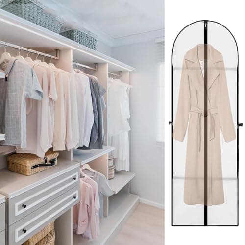 Dress Bag, Full Length Travel Suit Bag with Zipper, Gown Garment Bag Clothes Covers Long Translucent Waterproof Dustproof Protector Bags for Storage Travel -180cm×60 cm (Black) — view 6