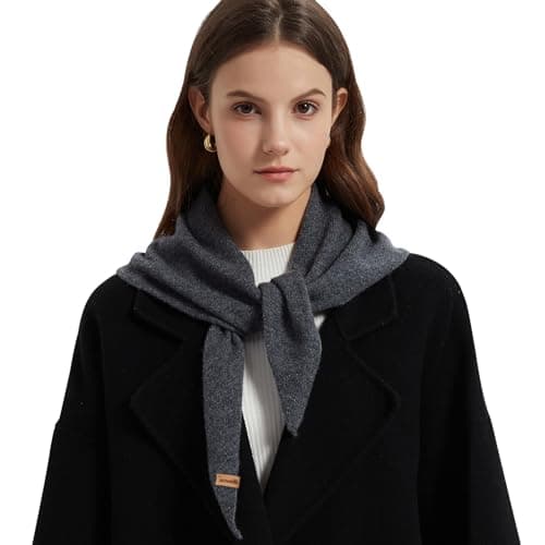 ACUSHLA 100% Merino Wool Triangle Scarf Women Neckerchie, Dark Grey