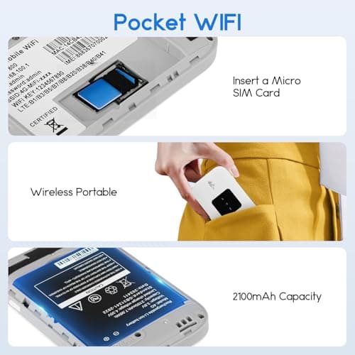 4G/5G MiFi Router,Portable Wifi Travel Router with SIM Card Slot,Pocket 4G LTE Internet Hotspot Up To 10 Users for Travel Phone Computer Laptop — view 6