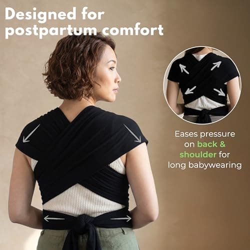 ELDOMA Black Baby Wrap Carrier - Lightweight, Breathable Baby Sling, Hands Free Baby Carrier Sling, Baby Carriers from Newborn to Toddler, (7-35 lbs / 3-15kg) — view 5